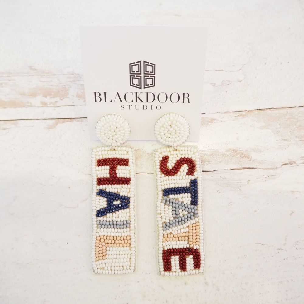 Beaded Collegiate Game Day Hail State Mississippi Earrings Multi